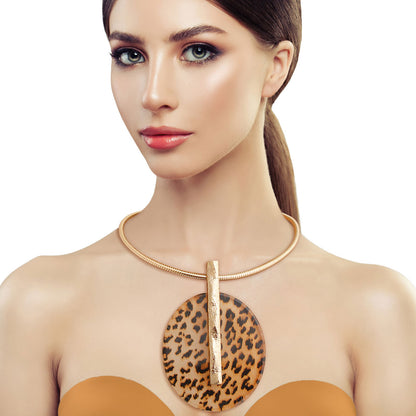 Gold XLarge Leopard Pendant Set