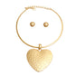 Gold Hammered Metal Heart Choker