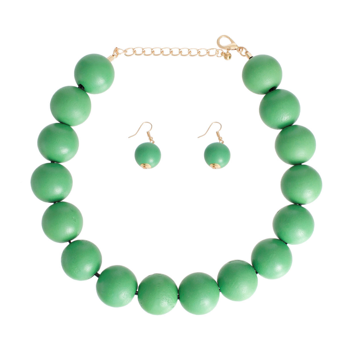 Green Wood Bead Necklace