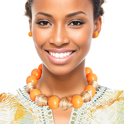Heavy Orange Tribal Bead Set