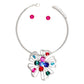 Silver Multi Crystal Flower Set