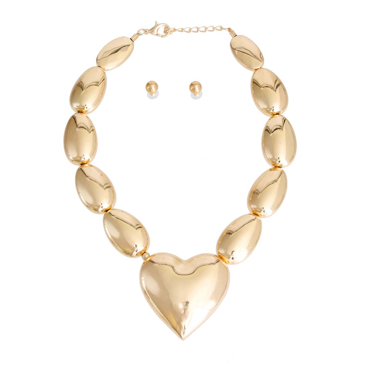 Gold Metal Bead Heart Set