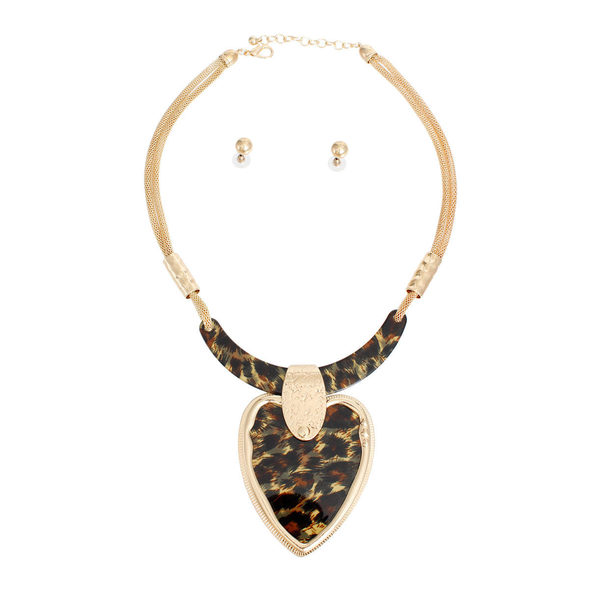 Necklace Leopard Heart Pendant Set For Women