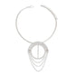 Necklace Silver Pave Draped Pendant Set for Women