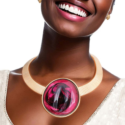 Gold Omega Round Purple Resin Set