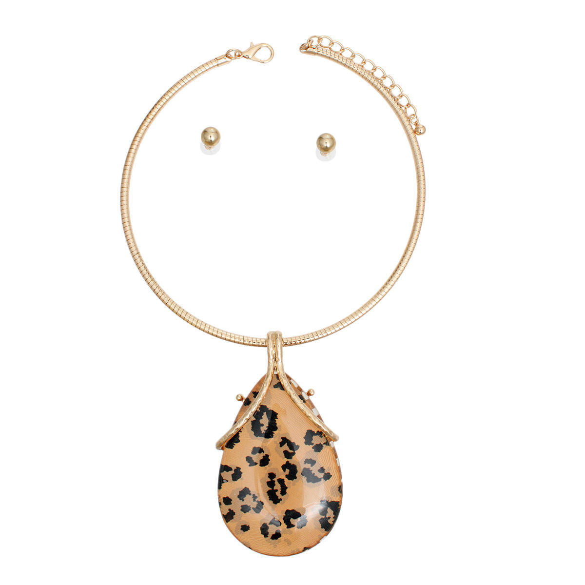 Pendant Necklace Gold Leopard Teardrop for Women