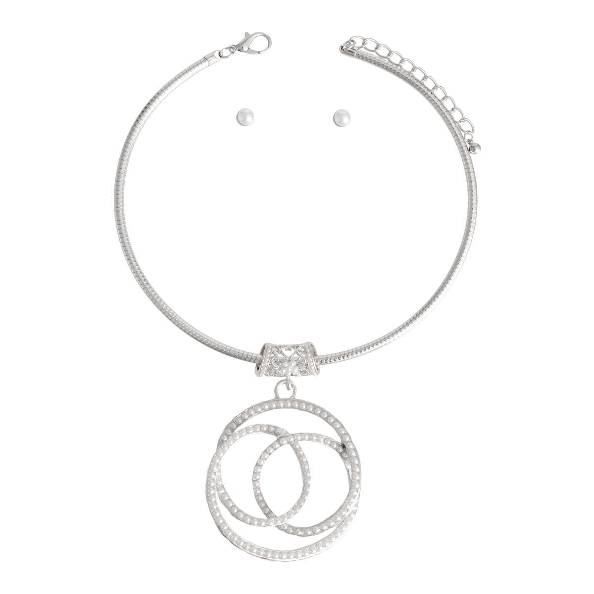 Silver 3D Pearl Pendant Necklace