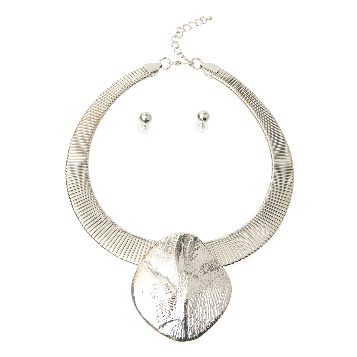 Silver Collar Organic Necklace Set