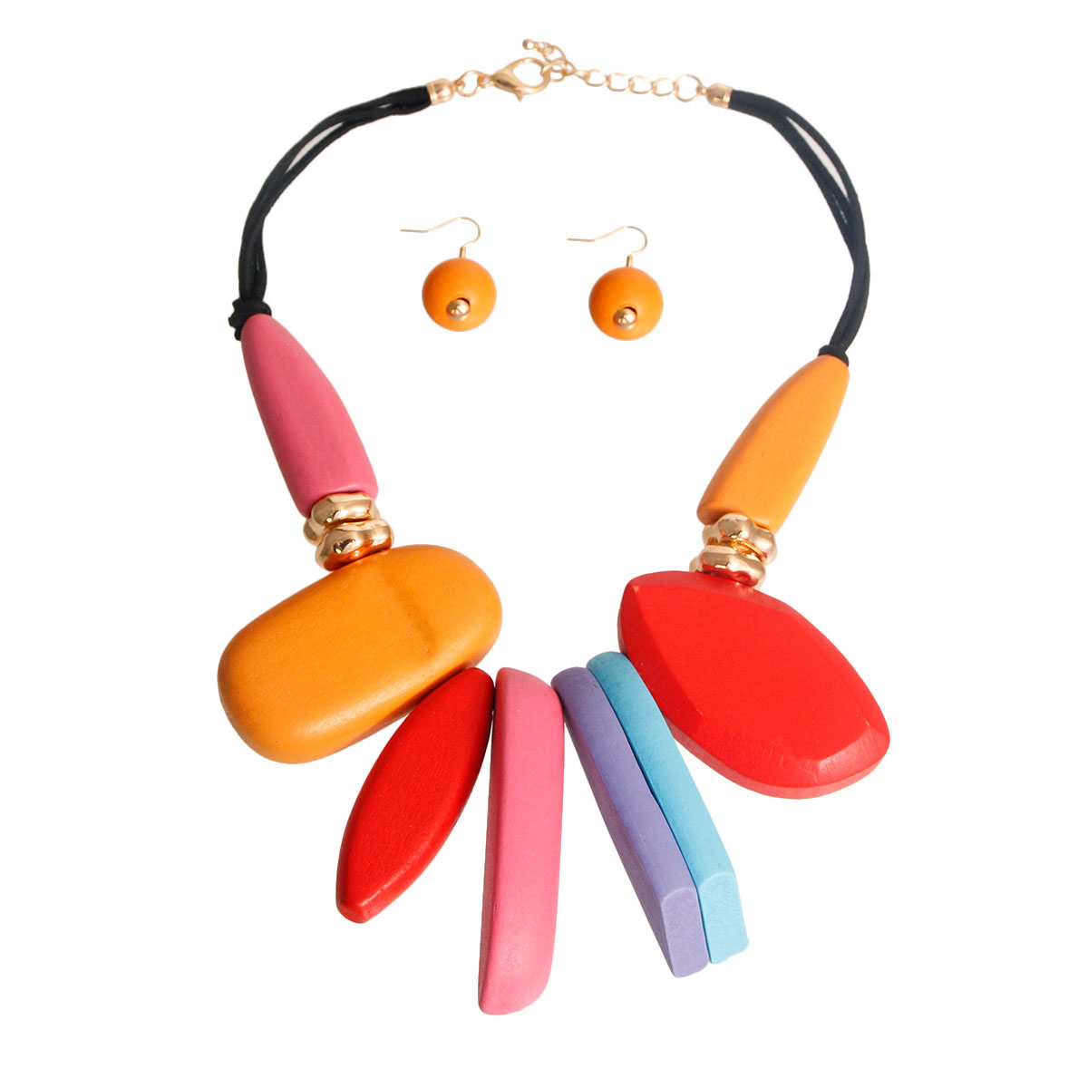 Multi Color Chunky Wood Necklace