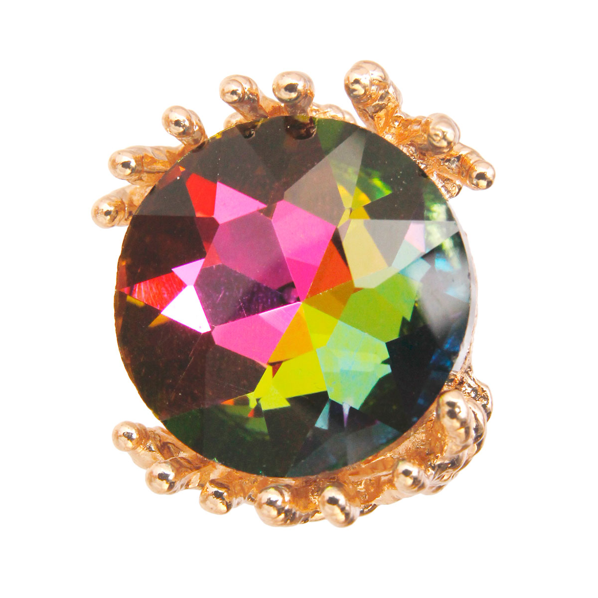 Pink Green Crystal Branch Ring