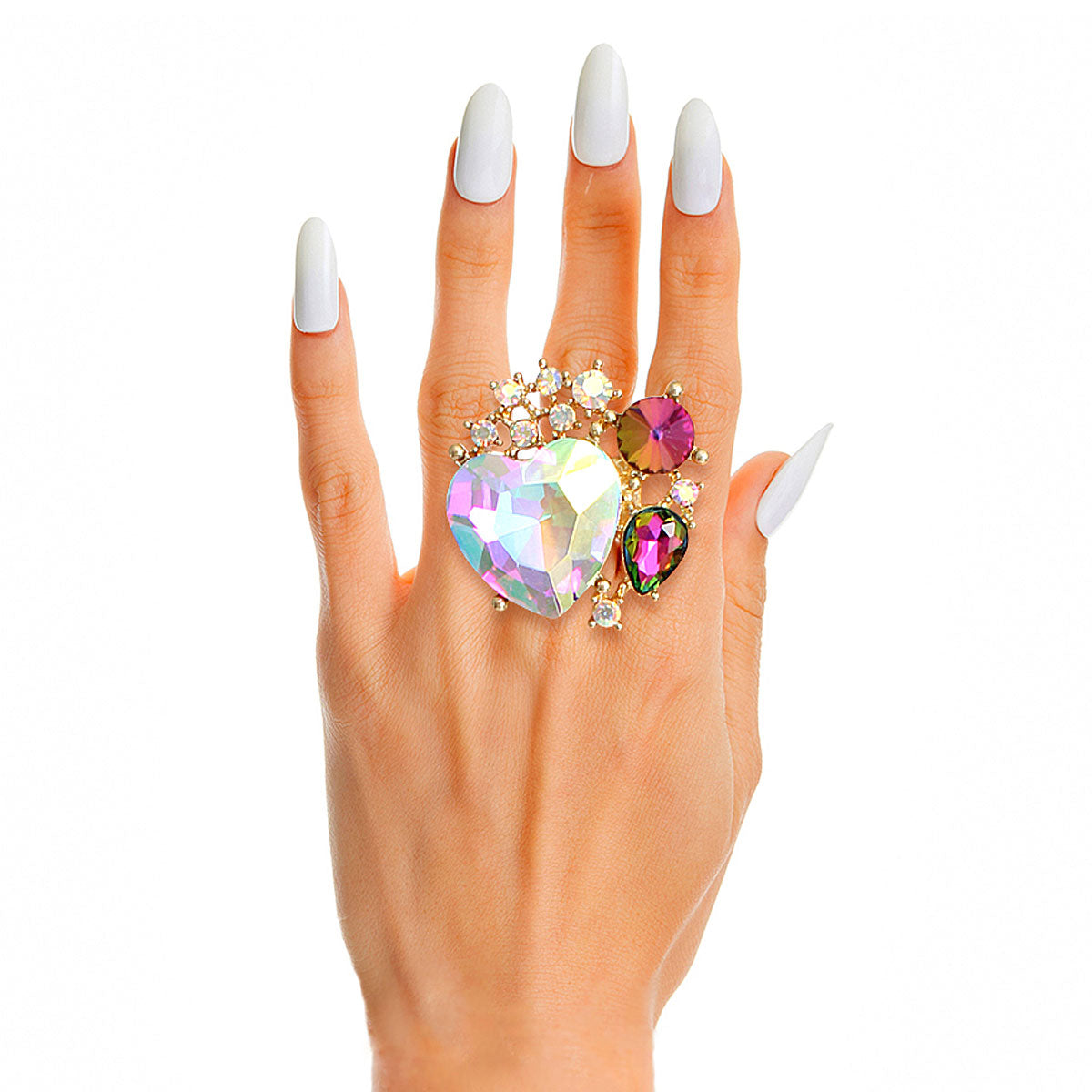 A Full Heart Aurora Borealis Crystal Ring