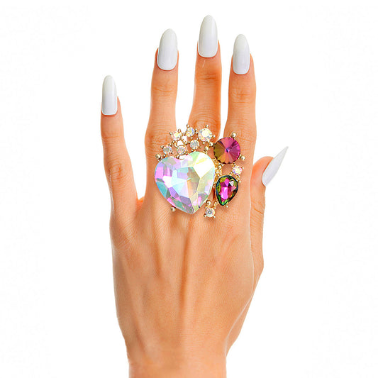 A Full Heart Aurora Borealis Crystal Ring