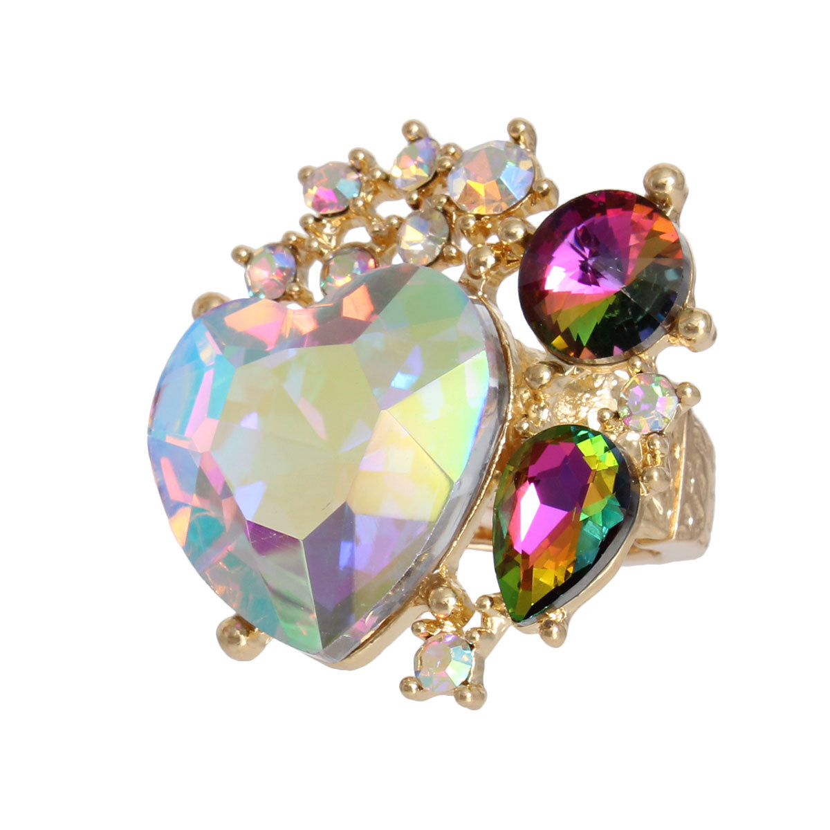 A Full Heart Aurora Borealis Crystal Ring