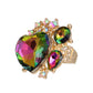 A Full Heart Pink Green Crystal Ring