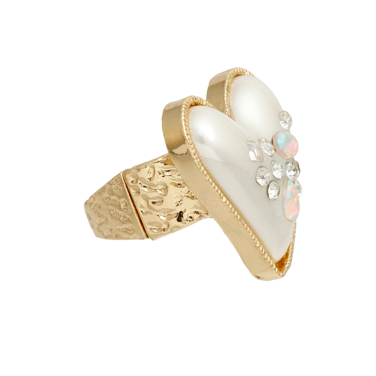 Gold Pearl Heart Ring