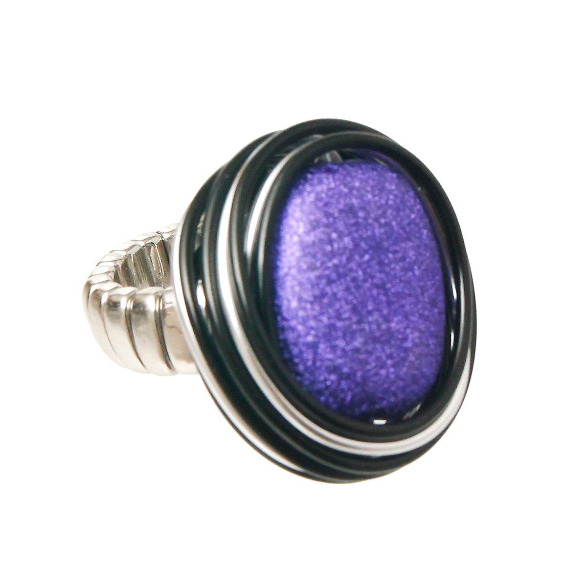 Purple and Silver Coil Ring