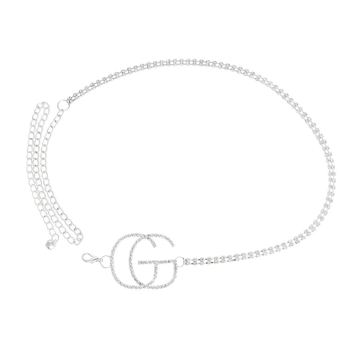 Silver Bling Off-Center GG Belt