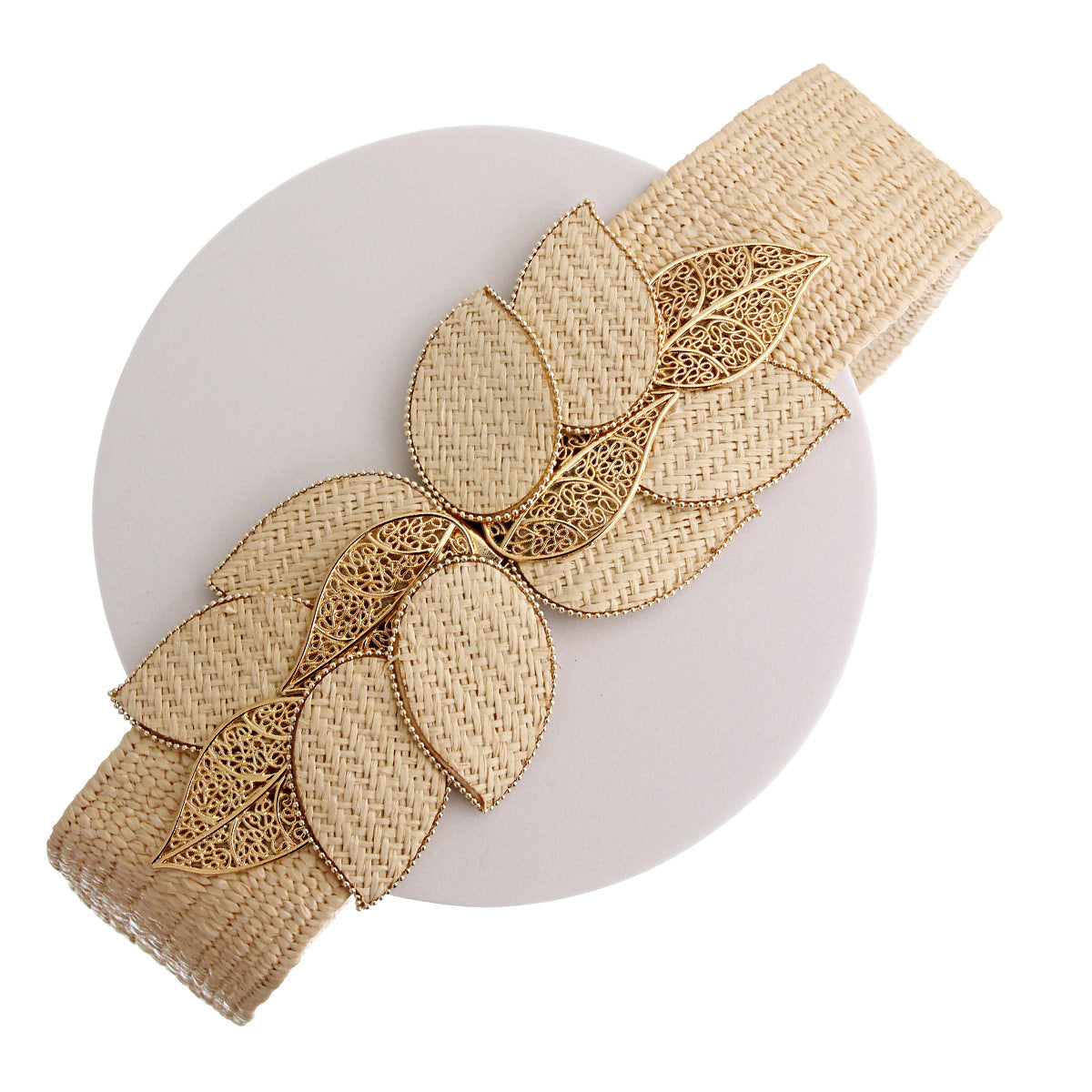 Woven Ivory Leaf Belt
