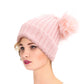 Mauve Knit Double Pom Pom Hat