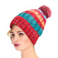 Red Stripe Knit Fleece Lined Hat