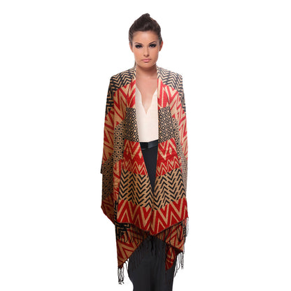 Red Tribal Stripe Shawl