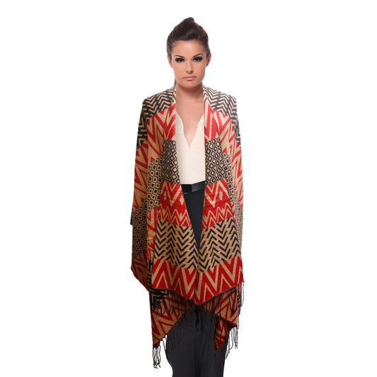 Red Tribal Stripe Shawl