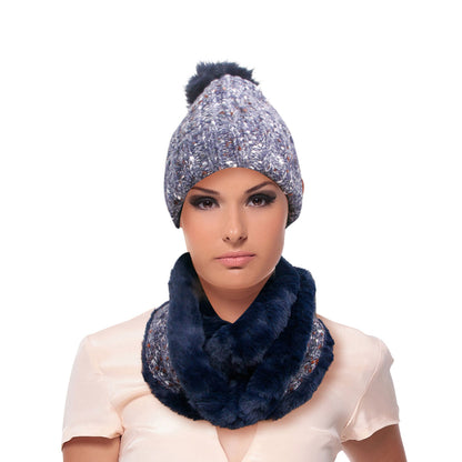 Navy Cable Knit Scarf and Hat Set