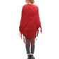 Burgundy Knit Button Poncho