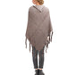 Gray Knit Button Poncho