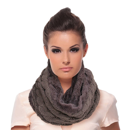 Dark Gray Cable Knit Infinity Scarf