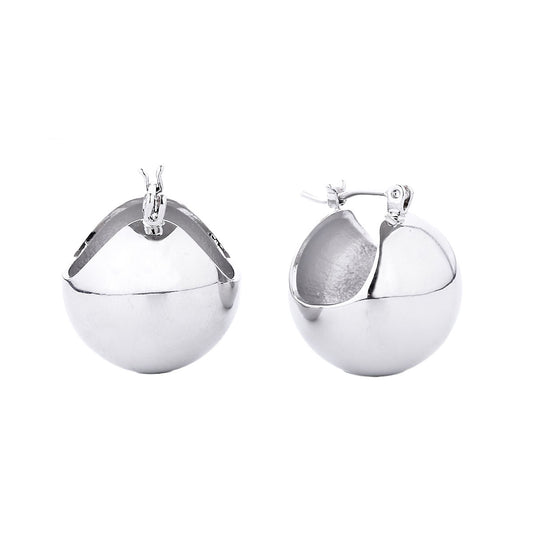 Hoop White Gold Medium Ball Earrings for Women