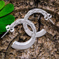 14K White Gold Braided Post Hoops