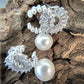 14K White Gold CZ Drop Pearl Earrings