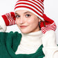 Gloves Red White Stripe Winter Gloves for Women