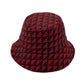Red Geo Pattern Topstitch Bucket Hat