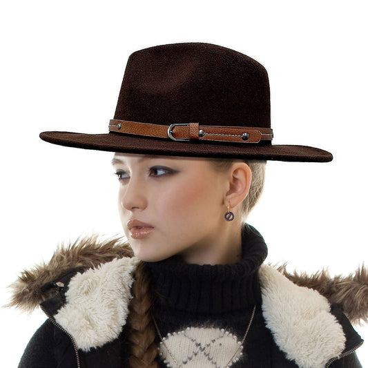 Buckle Brown Wide Brim Fedora