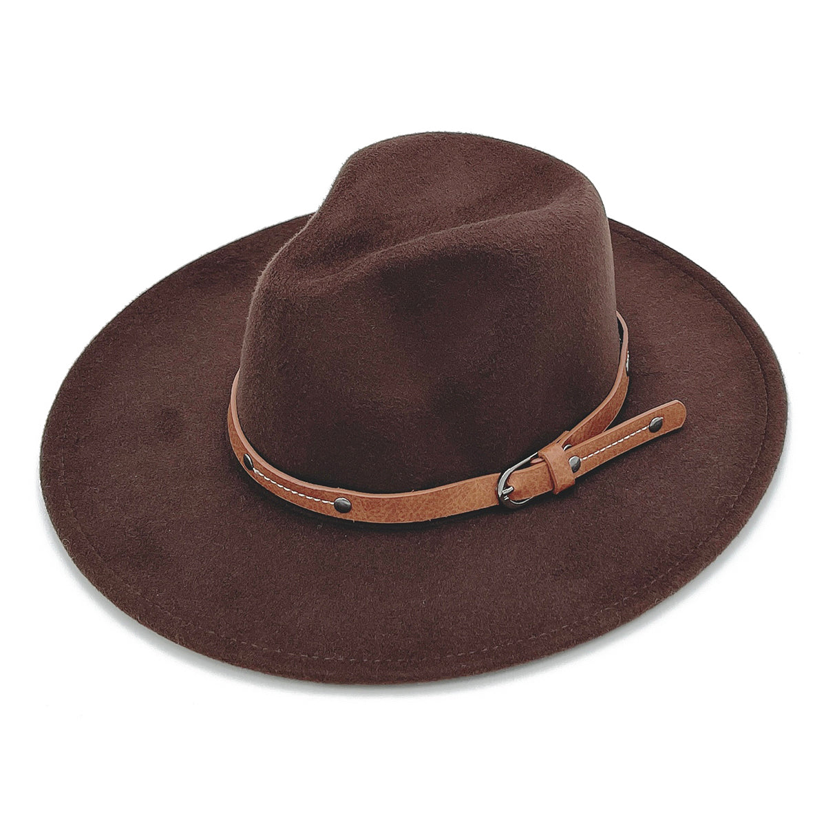 Buckle Brown Wide Brim Fedora