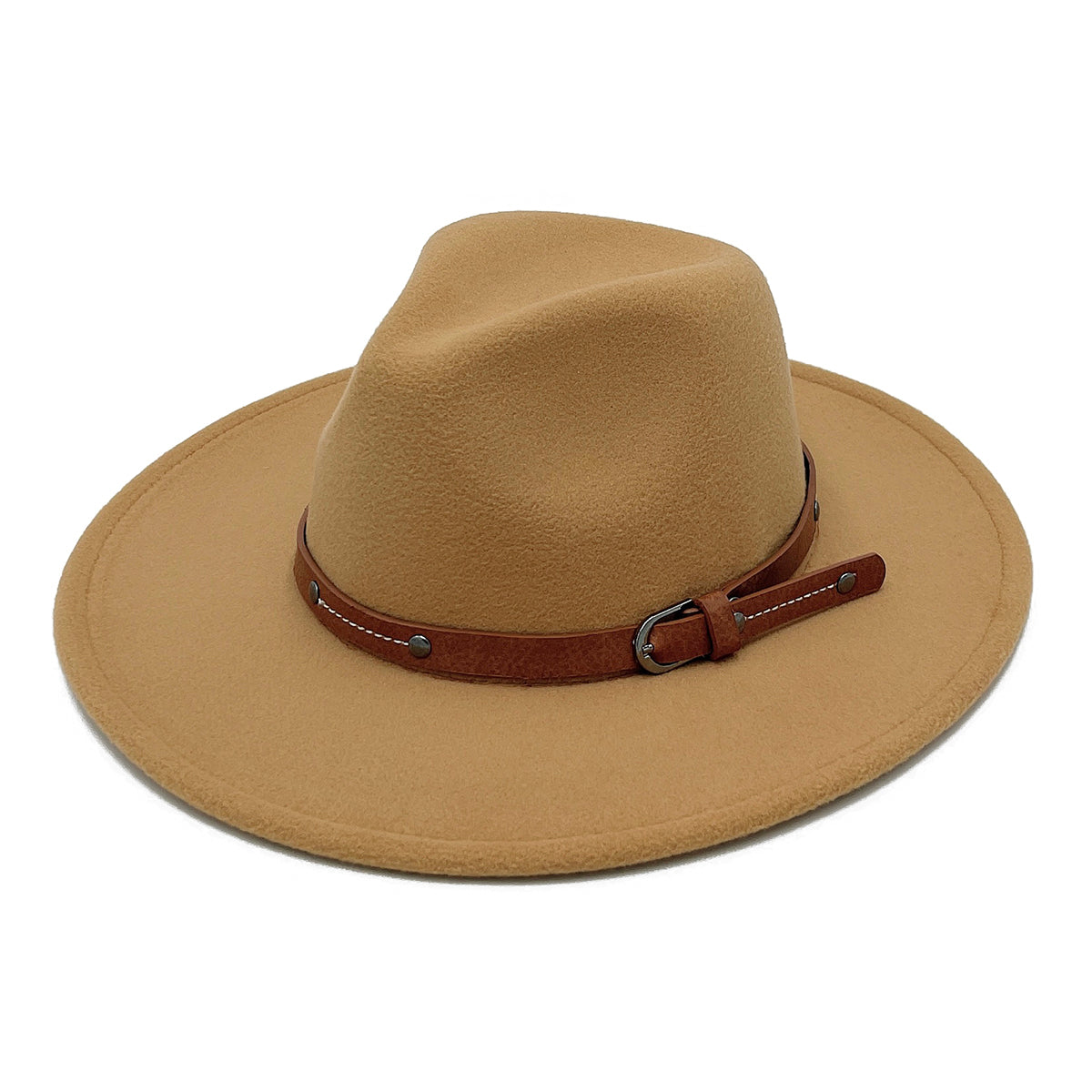 Buckle Camel Wide Brim Fedora