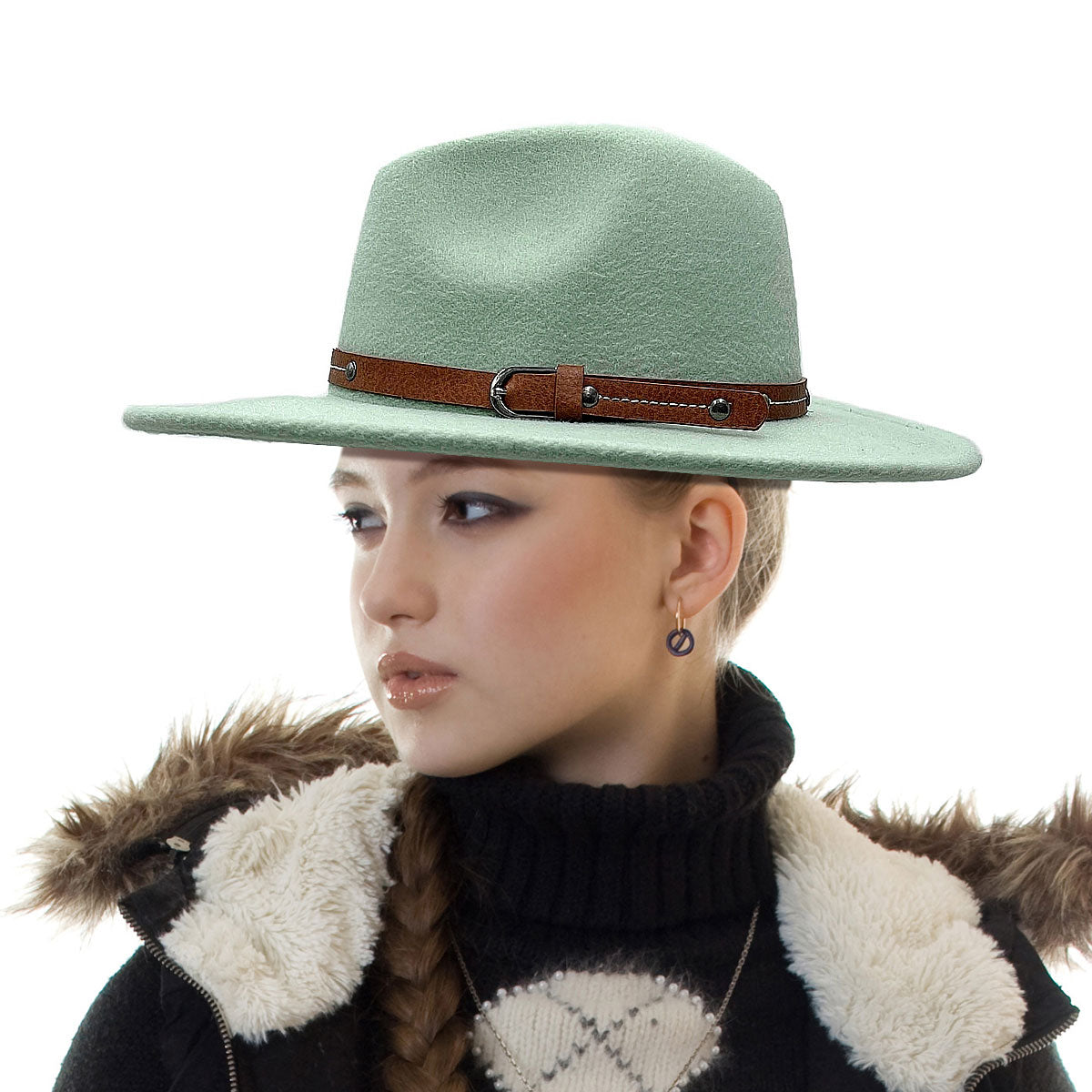 Buckle Mint Wide Brim Fedora