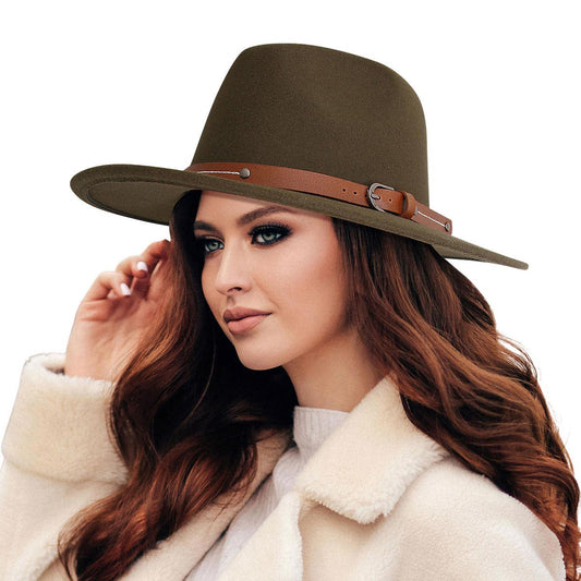 Buckle Olive Wide Brim Fedora
