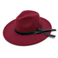 Leather Ribbon Burgundy Wide Brim Fedora