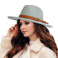 Leather Ribbon Mint Wide Brim Fedora