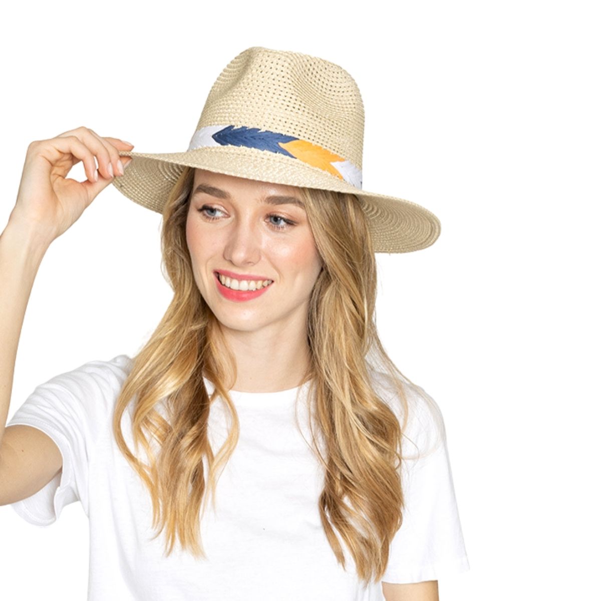 Ivory Chevron Band Panama Hat