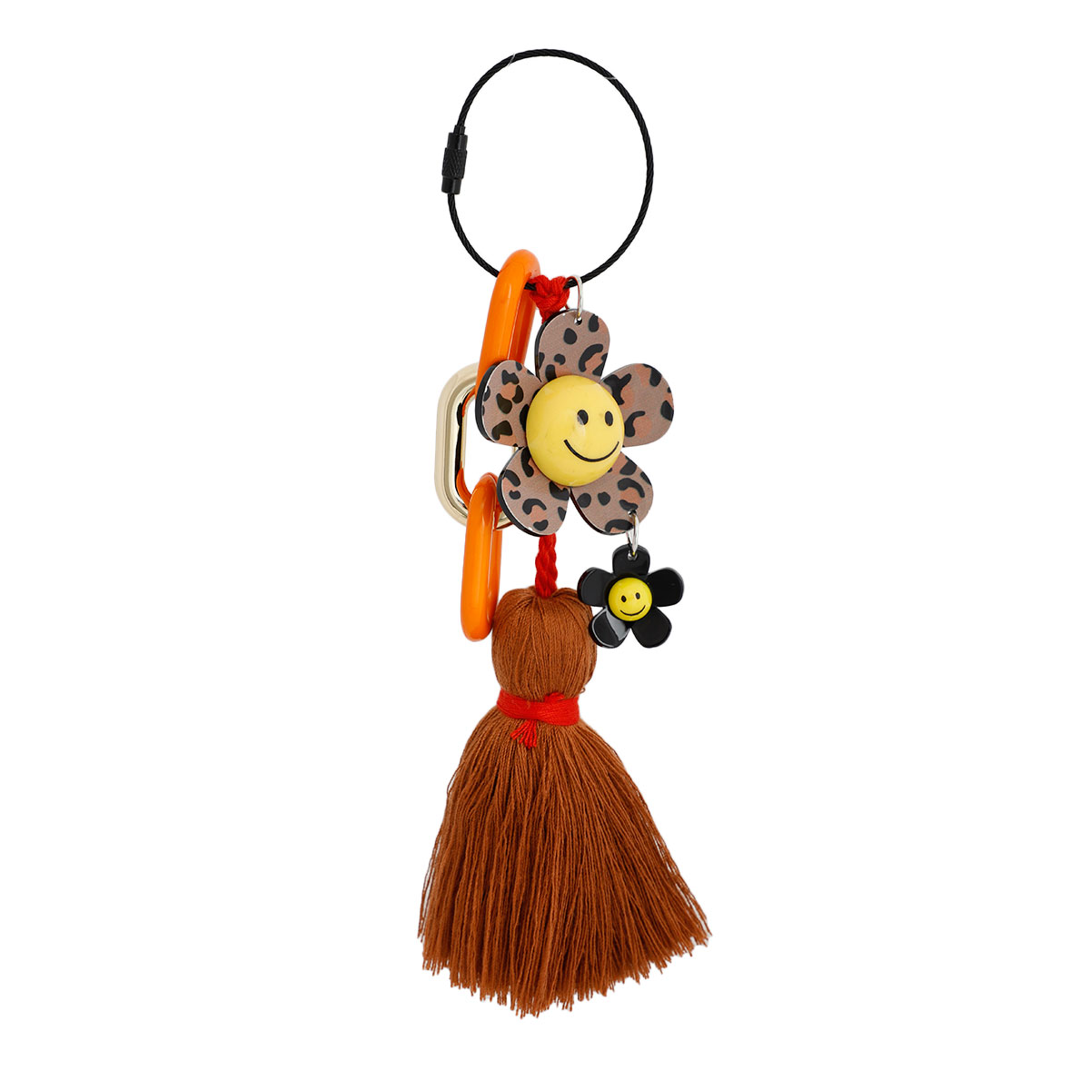 Smiley Leopard Flower Keychain Bag Charm