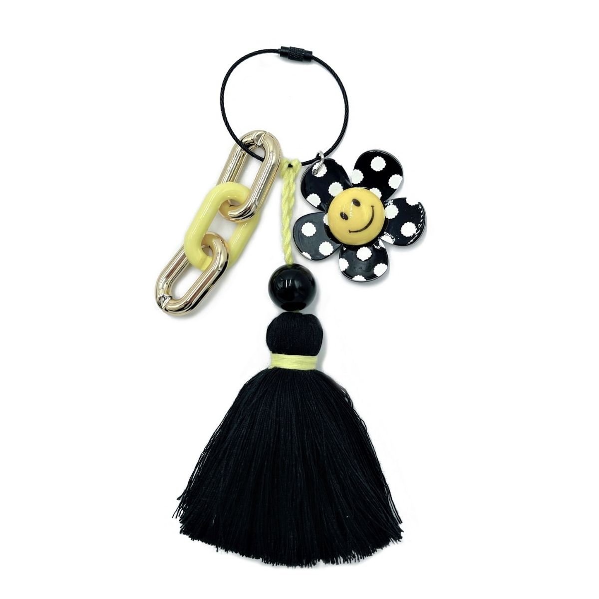 Black Polka Dot Keychain Bag Charm