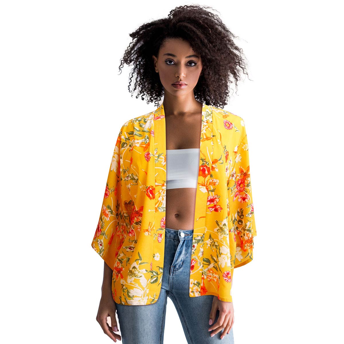 Mustard Poppy Flower Kimono