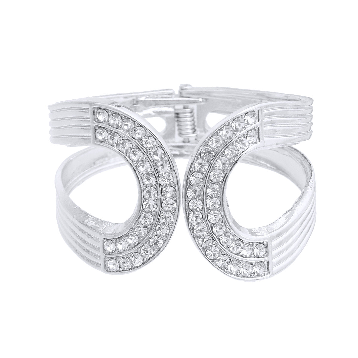 Silver Rhinestone Hinge Cuff