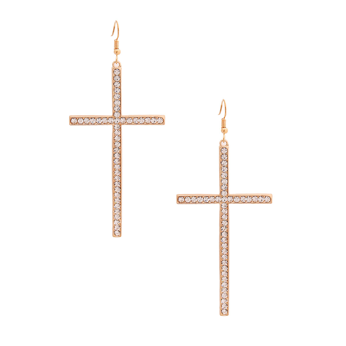 Gold Cross Fish Hook Earrings