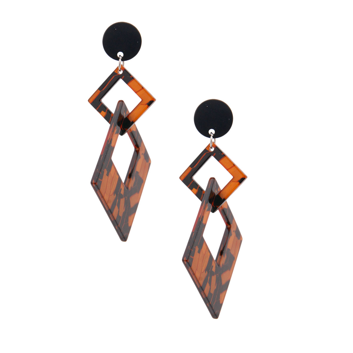 Brown Art Deco Diamond Earrings