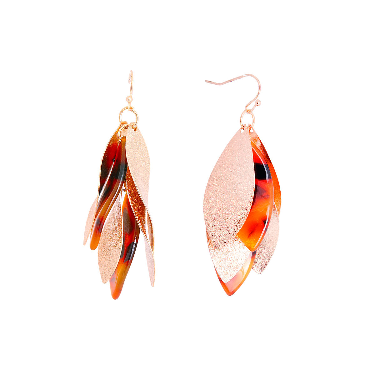 Gold Tortoiseshell Dangle Leaf Earrings